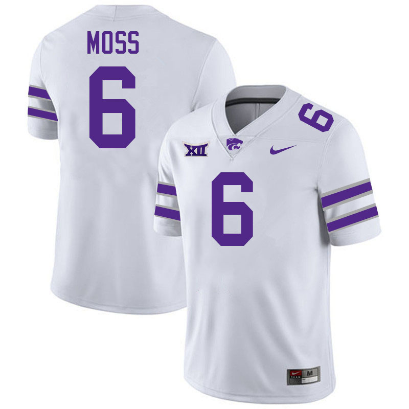 Qua Moss Kansas State Jersey,Kansas State Wildcats #6 Qua Moss Football Jersey-White